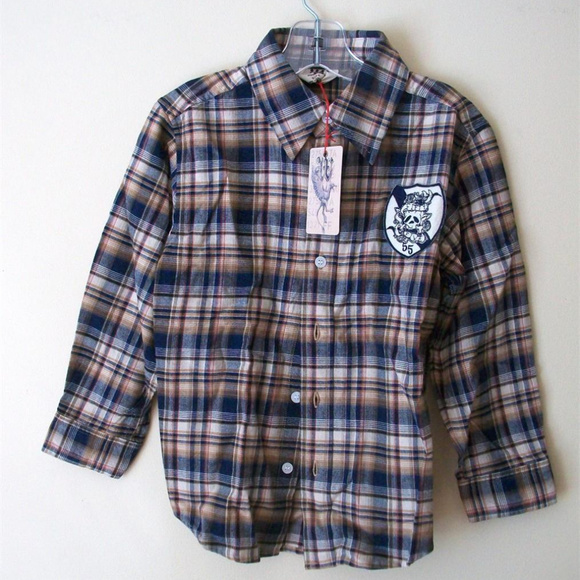 BOYS FLANNEL BUTTON UP SHIRT NWT  Wes & Willy - Picture 1 of 2